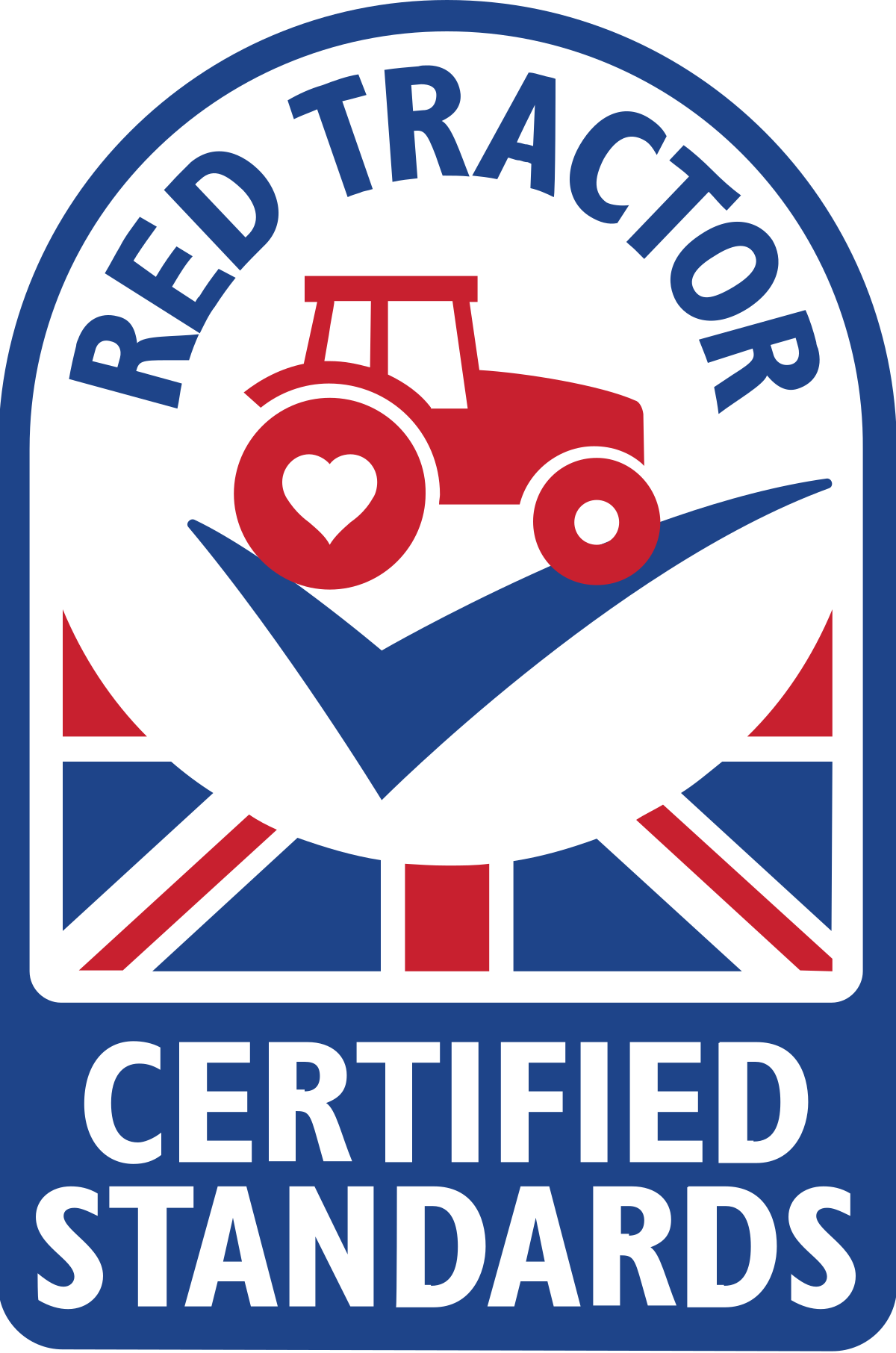 Red tractor certified standards logo on transparent background